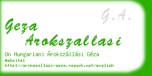 geza arokszallasi business card